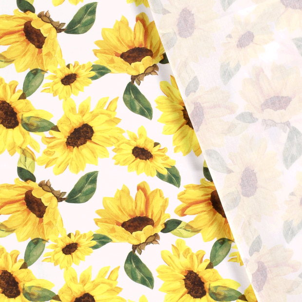 Katoen Poplin stof Bloemen bedrukt