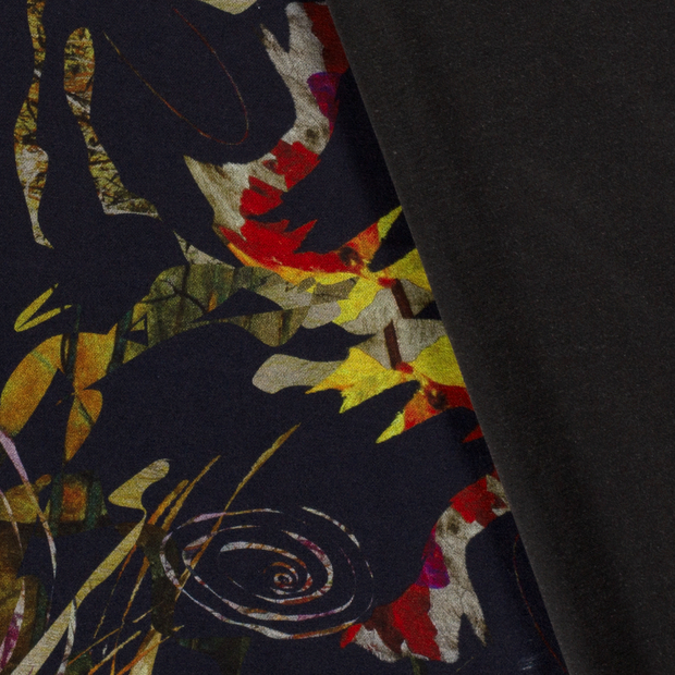Poly Viscose Jersey fabric Abstract discharge printed 