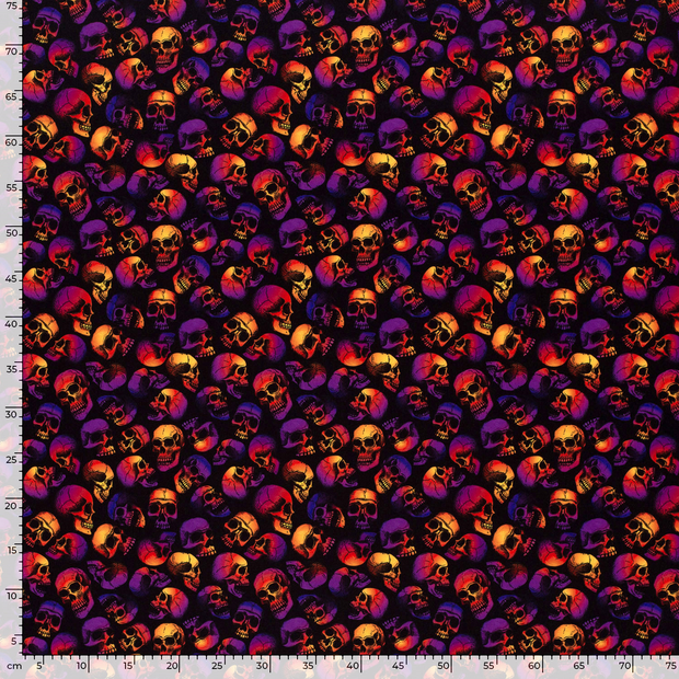 Polyester Jersey tela Calaveras Negro