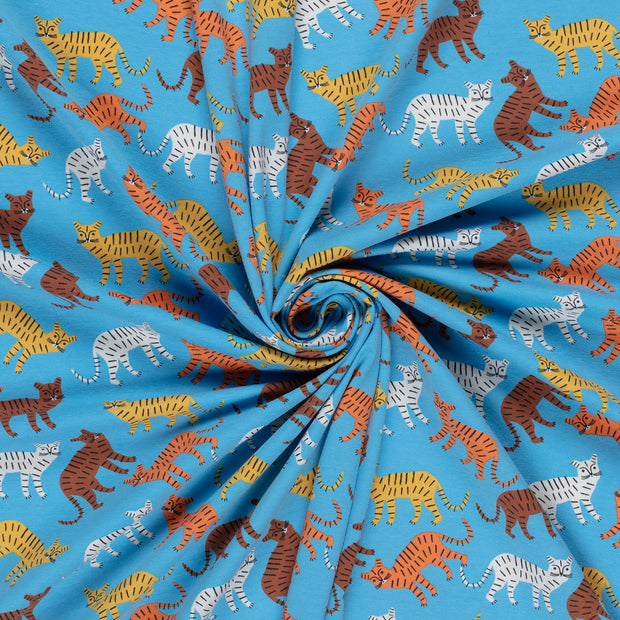 Cotton Jersey fabric Aqua printed 