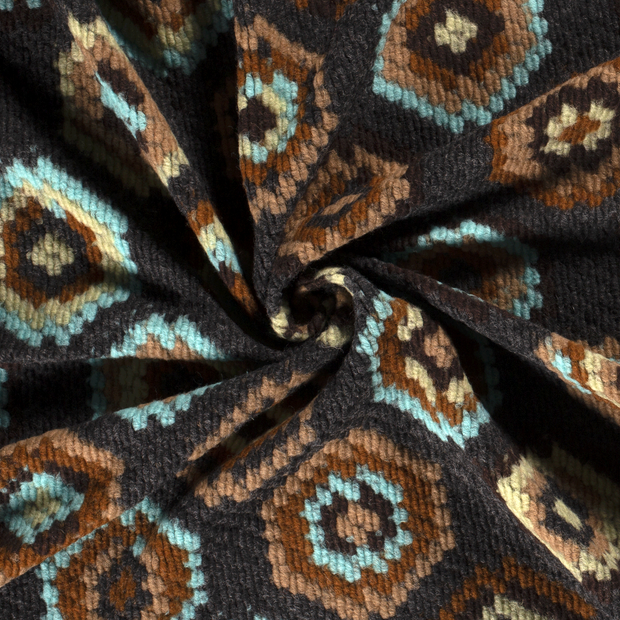 Heavy Knit fabric Dark Brown brushed 