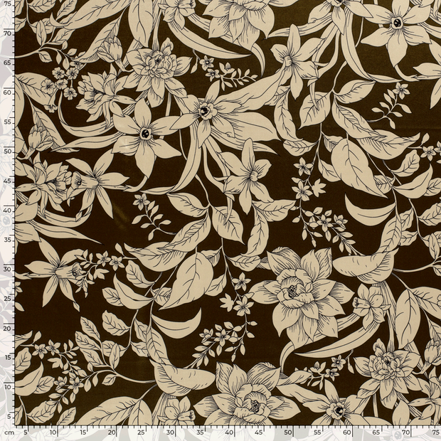 Satin fabric Flowers Camel