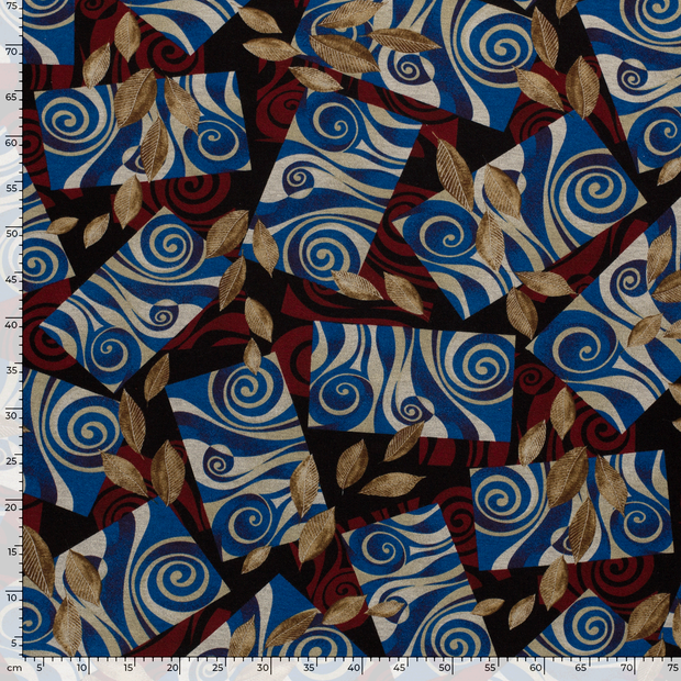 Poly Viscose Jersey fabric Abstract Brique