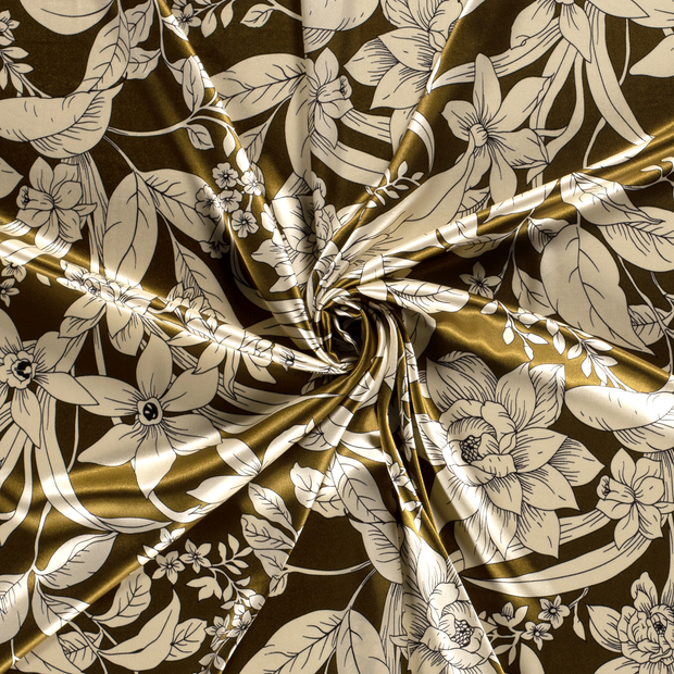 Satin fabric Camel printed 
