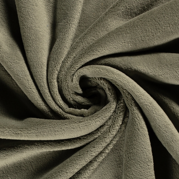 Coral Fleece fabric Unicolour Olive Green