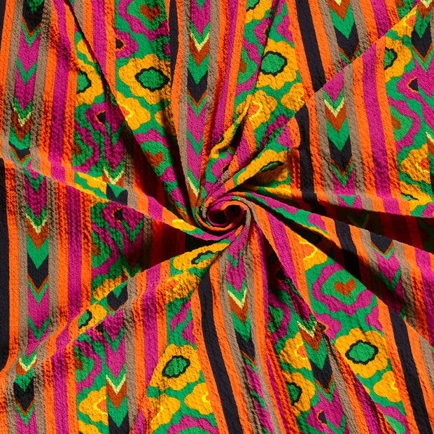 Viscose Bubble fabric Green printed 