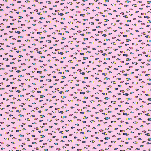 Cotton Jersey fabric Fish Pink