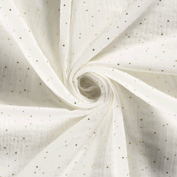 Muslin fabric Dots Off White