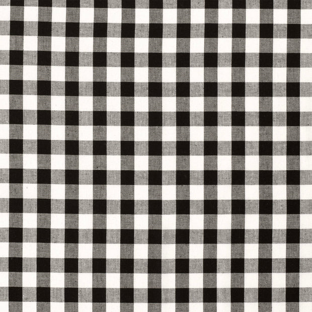 Cotton Poplin Yarn Dyed fabric Checks Black