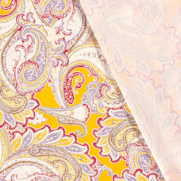 Woven Viscose Linen fabric Paisley printed 