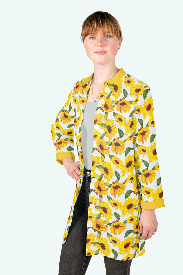 Katoen Poplin stof Bloemen Optisch wit