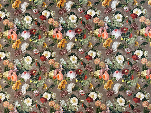 Velvet fabric Brown digital printed 