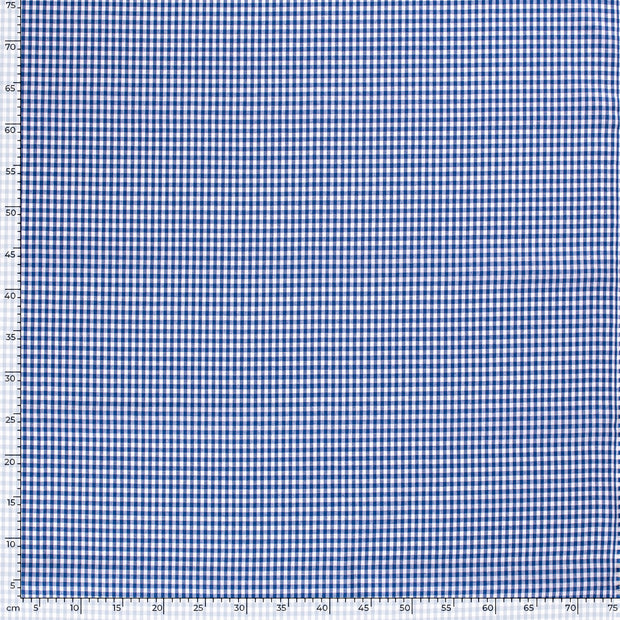Cotton Poplin fabric Checks Cobalt
