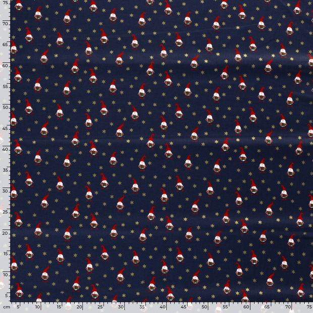 Cotton Poplin fabric Christmas Navy