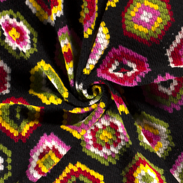 Heavy Knit tela Negro cepillado 
