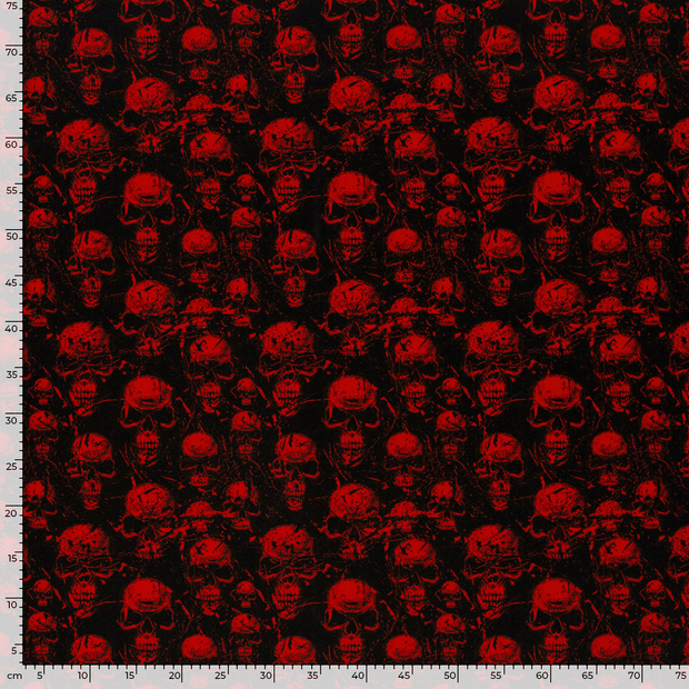 Polyester Jersey fabric Skulls Black