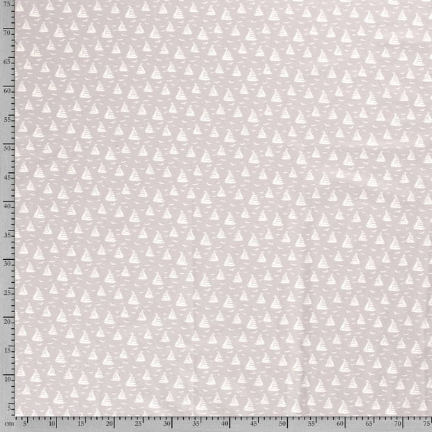 Cotton Jersey fabric Sailboats 