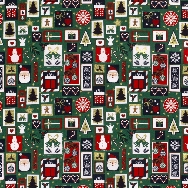 Katoen Poplin stof Kerst patchwork 