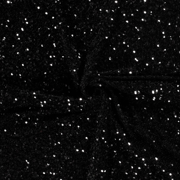 Velvet fabric Black Sequins 