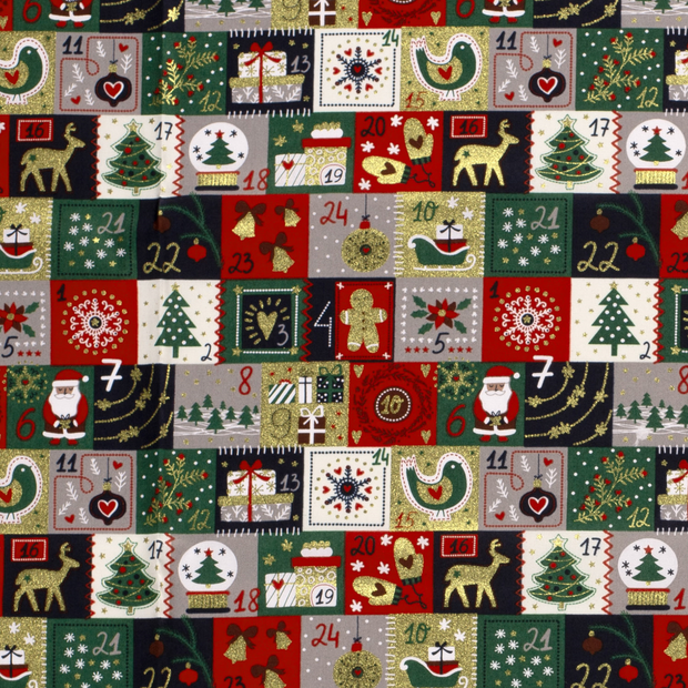 Popeline de Coton tissu patchwork de Noël Bleu Marine