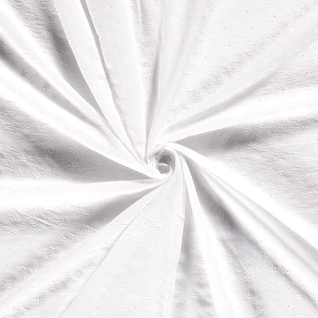Cotton Poplin fabric White embroidered 