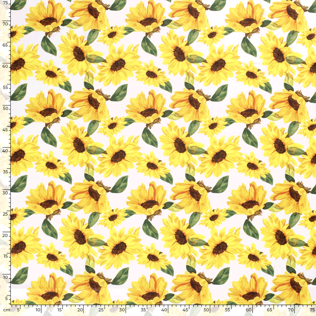 Katoen Poplin stof Bloemen Optisch wit