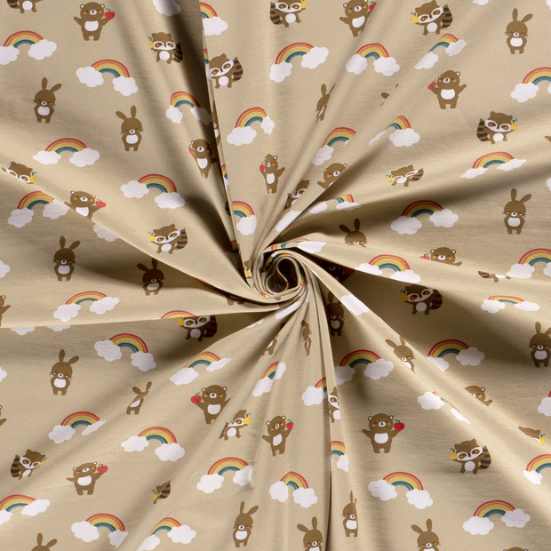 Cotton Jersey fabric Camel printed 