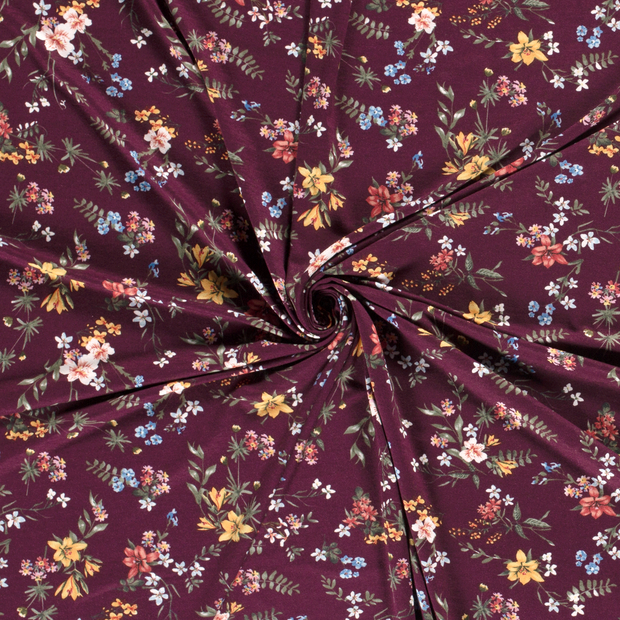 Viscose Jersey fabric Wine red printed 
