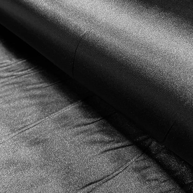 Satin Stretch fabrik Uni Schwarz