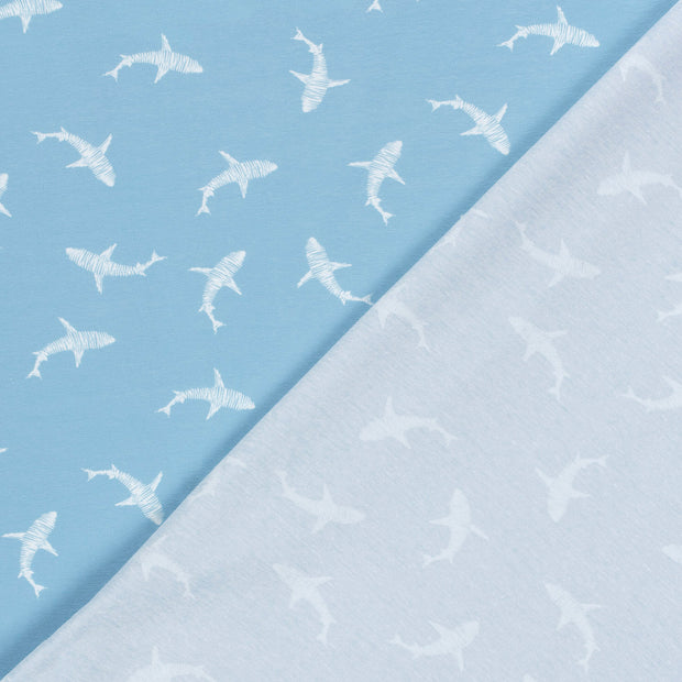 Cotton Jersey fabric Sharks printed 