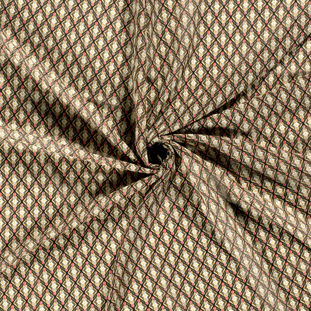 Chiffon fabric Khaki Green printed 