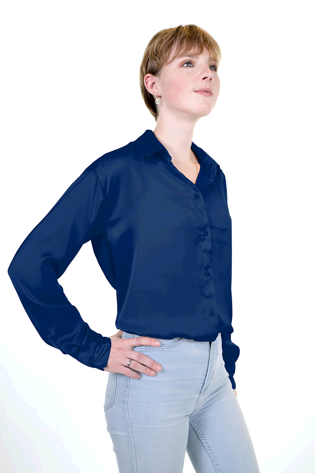 Satin fabric Unicolour Cobalt
