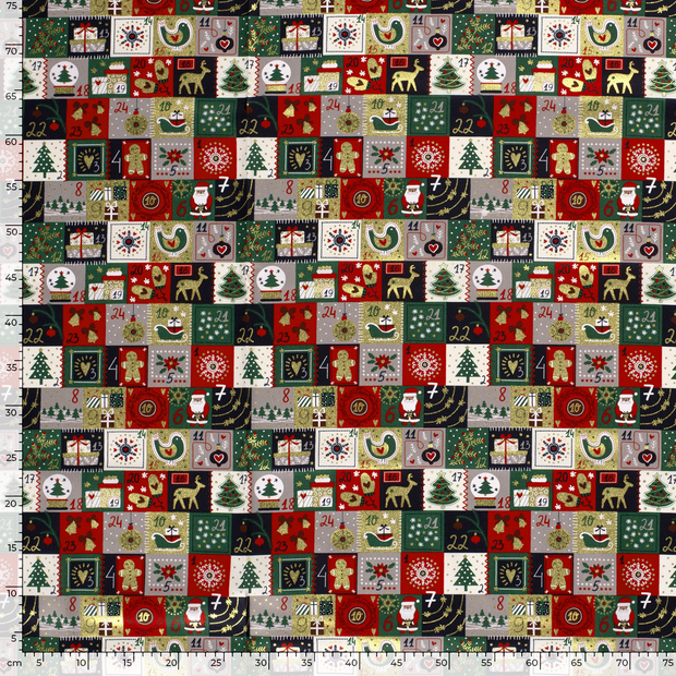 Popeline de Coton tissu patchwork de Noël Bleu Marine