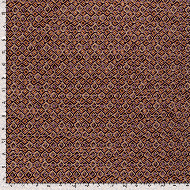 Poly Viscose Jersey fabric Diamonds Orange