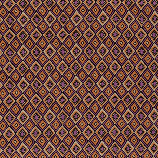 Poly Viscose Jersey fabric Diamonds Orange