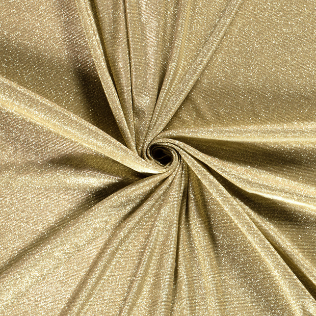 Polyester Jersey stof Goud Lurex 