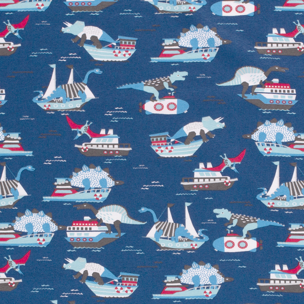 Cotton Jersey fabric Dinosaurs Navy