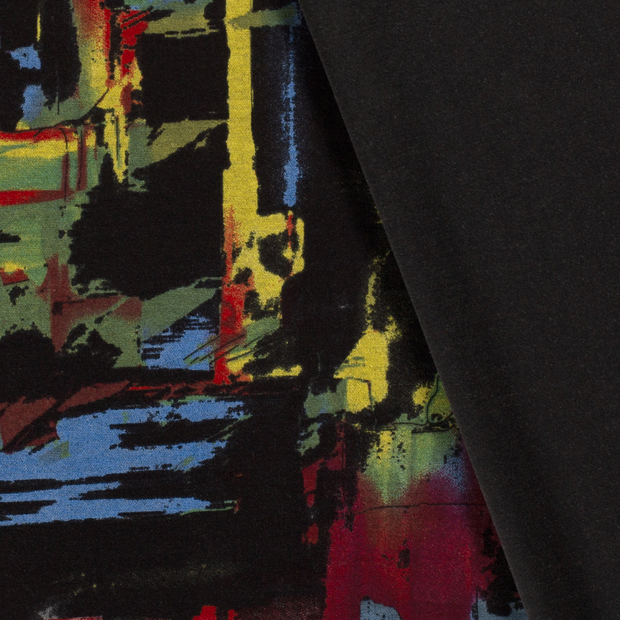 Poly Viscose Jersey fabric Abstract discharge printed 
