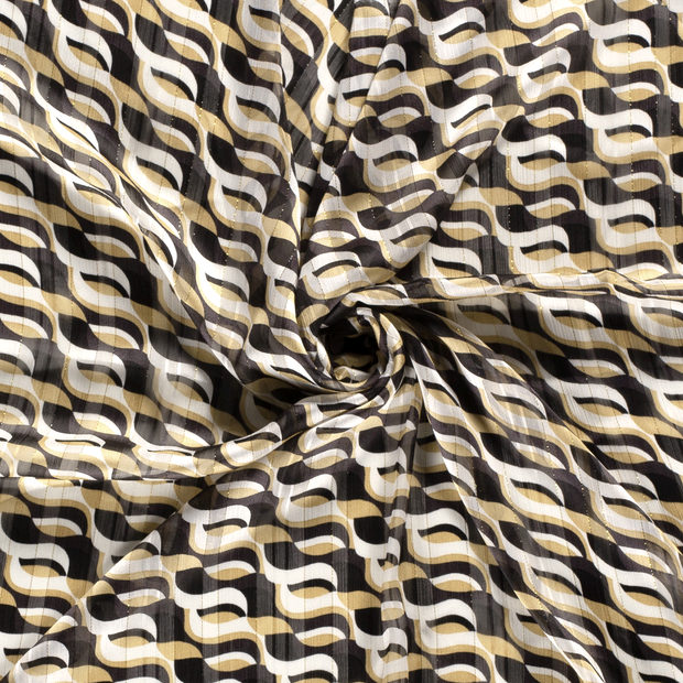 Chiffon fabric Off White lurex printed 