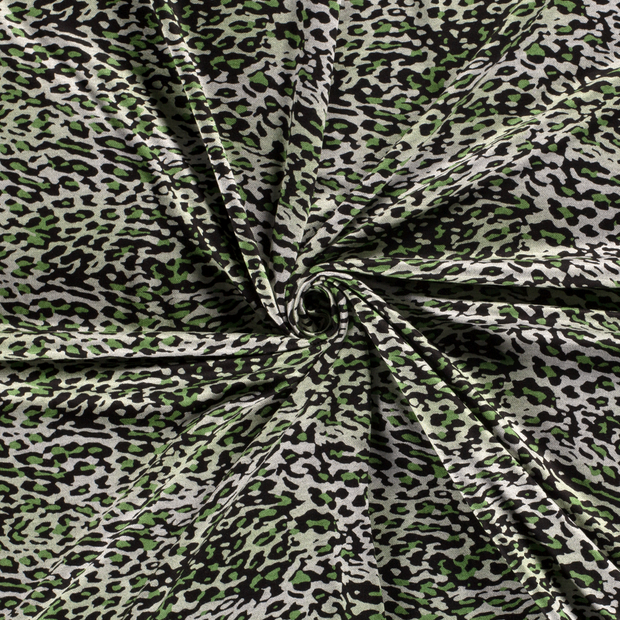 Poly Viscose Jersey fabric Green discharge printed 