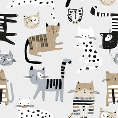 Panama printed Cats Light Grey