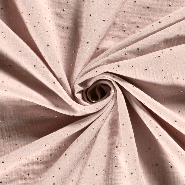 Muslin fabric Dots Light Pink