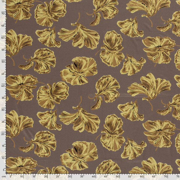 Viscose Jersey fabric Flowers Dark Grey