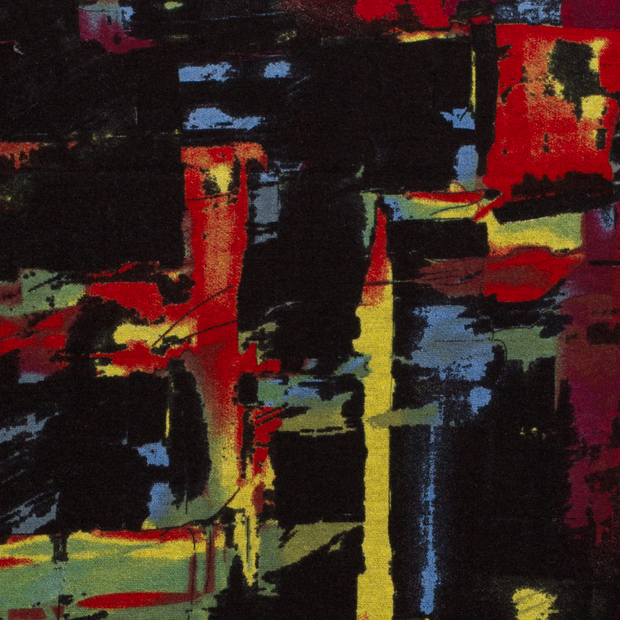 Poly Viscose Jersey fabric Abstract Black