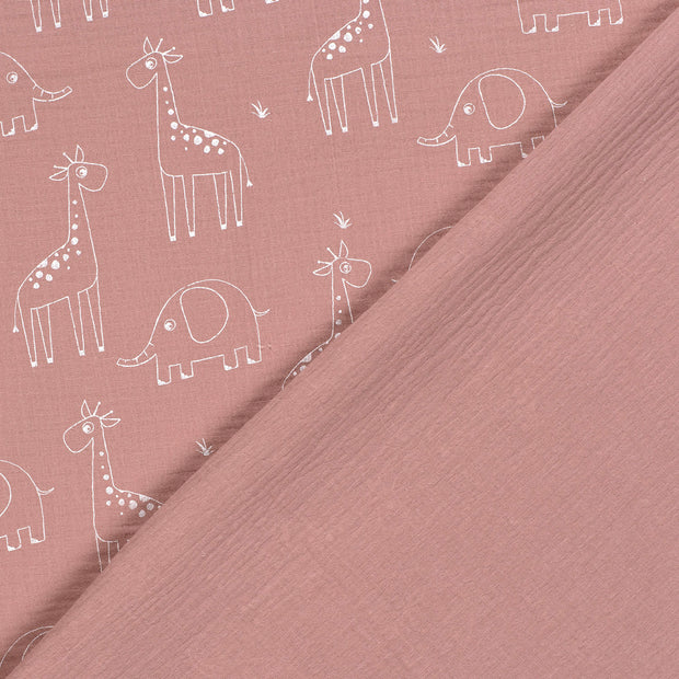 Muslin fabric Giraffes dyed and printed 