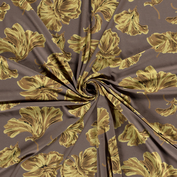 Viscose Jersey fabric Dark Grey discharge printed 