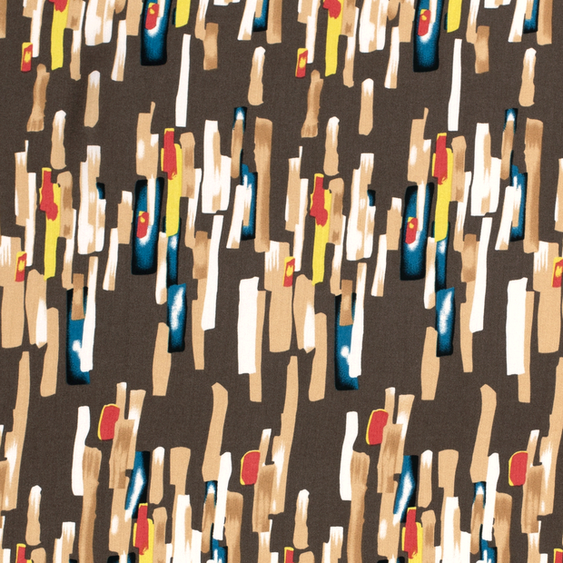 Viscose Poplin fabric Abstract Taupe Grey