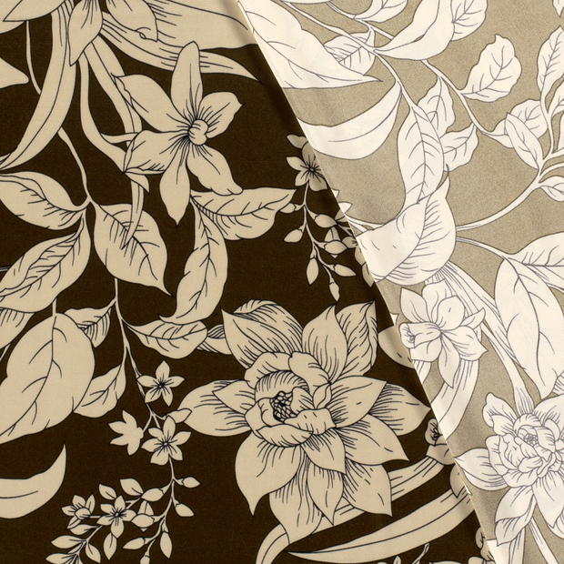 Satin fabric Flowers printed 