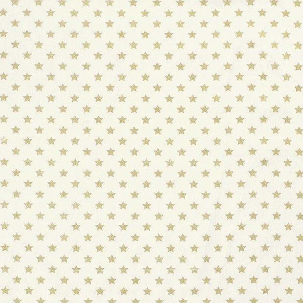 Cotton Poplin fabric Christmas stars Off White