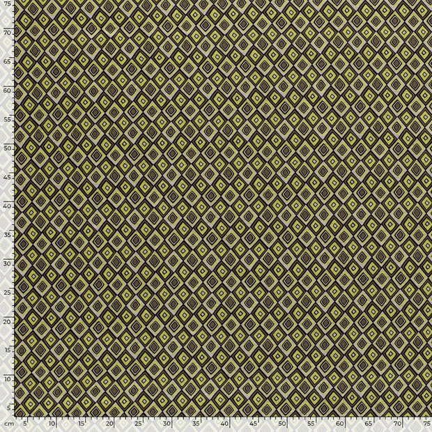 Poly Viscose Jersey fabric Diamonds Lime Green